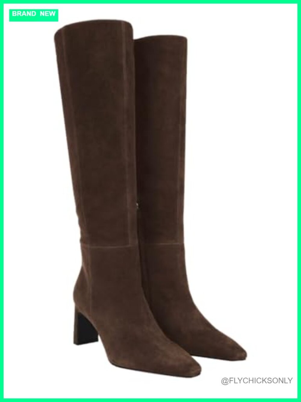 Knee High Boots Closed Pointed Toe Chunky Heel Tall Side Zipper Fall Dress Boots